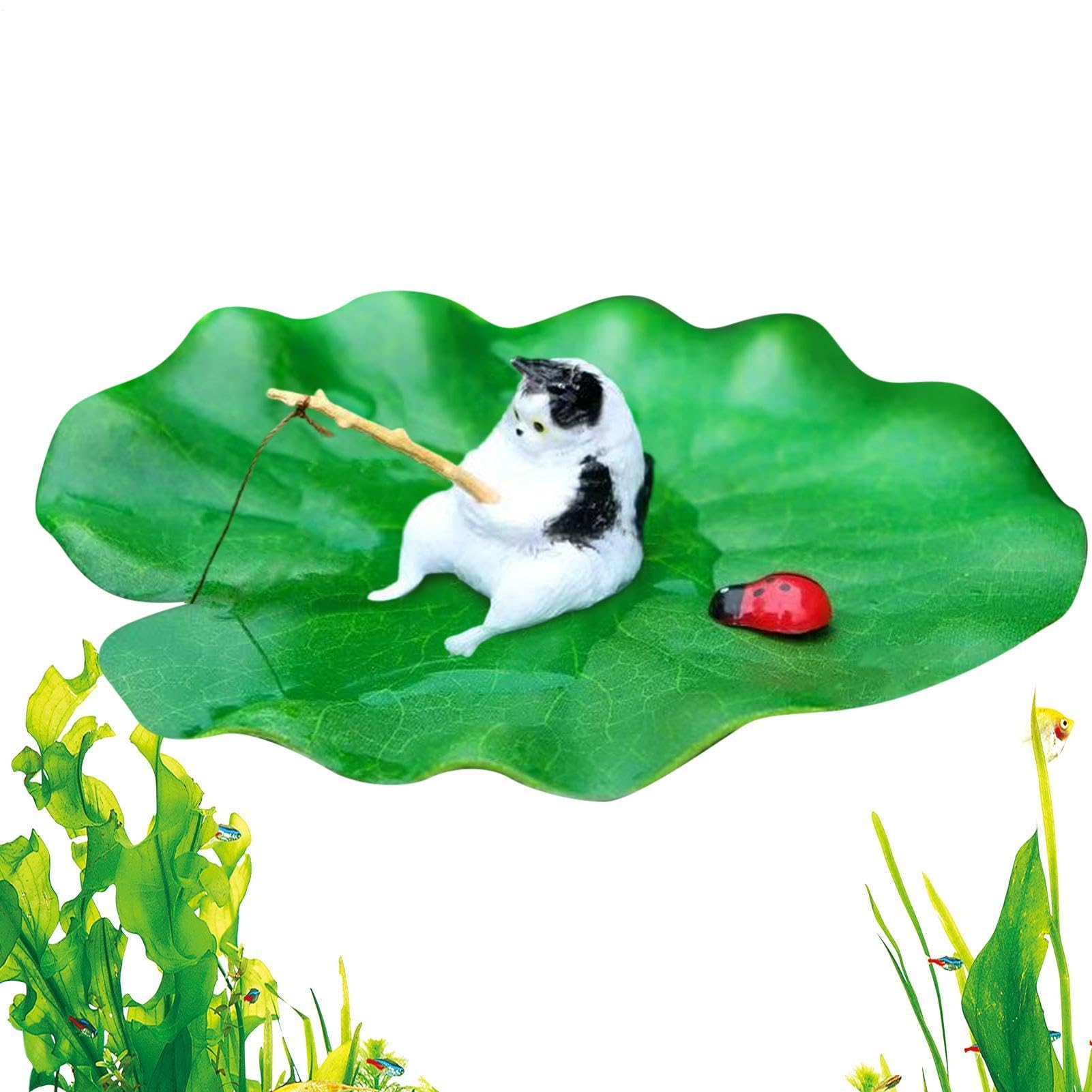 Aquarium Decor Floating Cat Fishing Aquarium Model Decoration