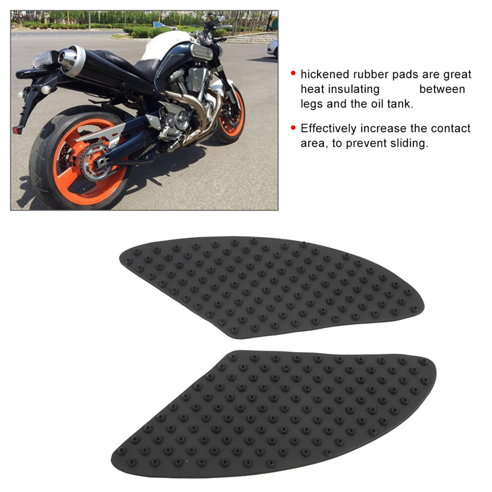 Akozon Tampons De Réservoir Moto Anti-dérapant Réservoir Autocollant Protecteur De Traction