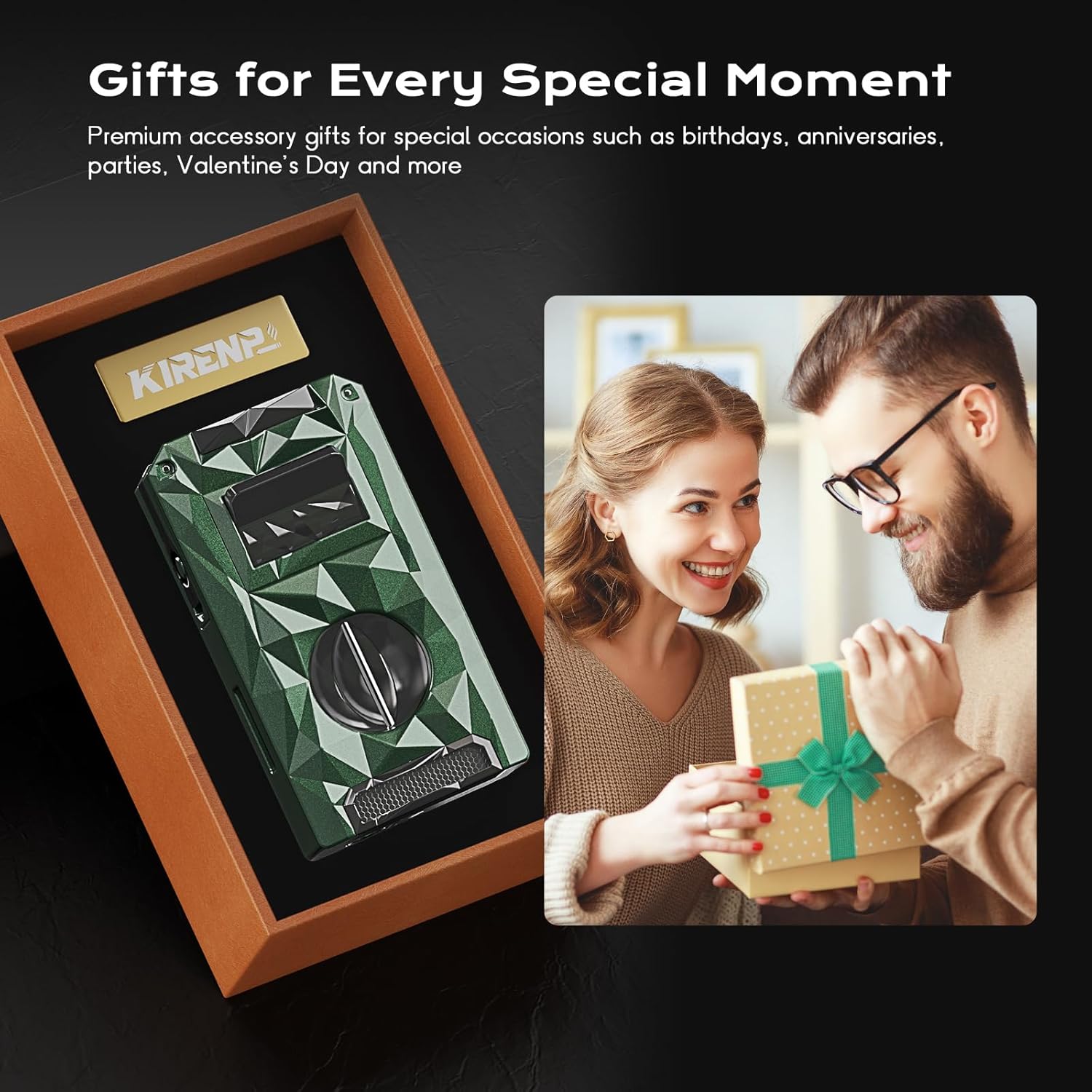 5-in-1 Torch Lighter, with V-Cutter, Triple Jet Flames, Holder, Punch, Draw Enhancer Tool, Multifunctional Accessories, Gifts for Men, Windproof Refillable Butane Lighter for Travel, Candles, Outdoors