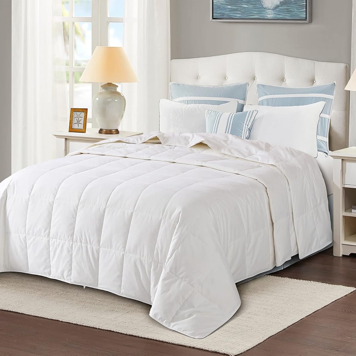 Globon Down Blanket California King Size,Extra Lightweight Summer Comforter | Duvet Insert for Hot Sleepers,Noiseless & Extra Soft, 13 Ounce Fill Weight, White 108x98inches