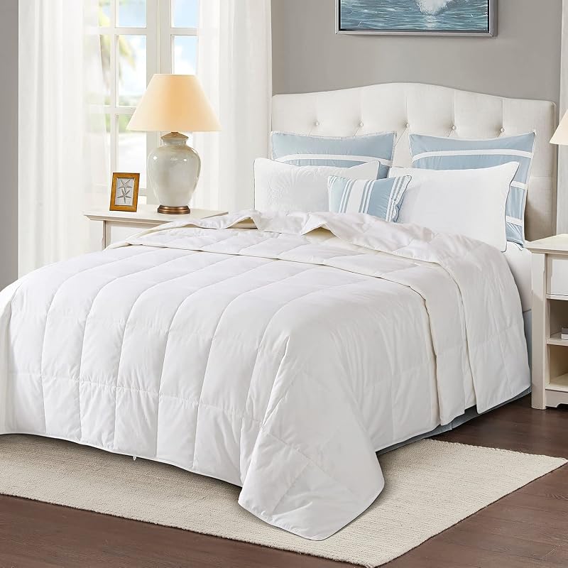 Globon Down Blanket California King Size,Extra Lightweight Summer Comforter | Duvet Insert for Hot Sleepers,Noiseless & Extra Soft, 13 Ounce Fill Weight, White 108x98inches