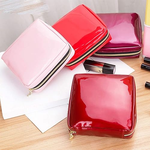 Miniatura 3 de NANJIL hzb - Bolsa de maquillaje cuadrada para mujer bolsa de cosméticos de charol con cremallera para maquillaje femenino Amarillo