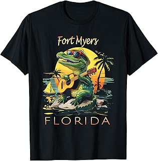 Fort Myers Florida Vacation Cute Alligator Sunset Souvenir T-Shirt