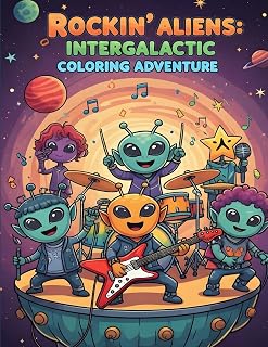 Rockin' Aliens: Intergalactic Coloring Adventure: Kids Coloring Book – Funny Rock & Roll Creatures, Easy and Fun Activity Pages for Ages 7-10