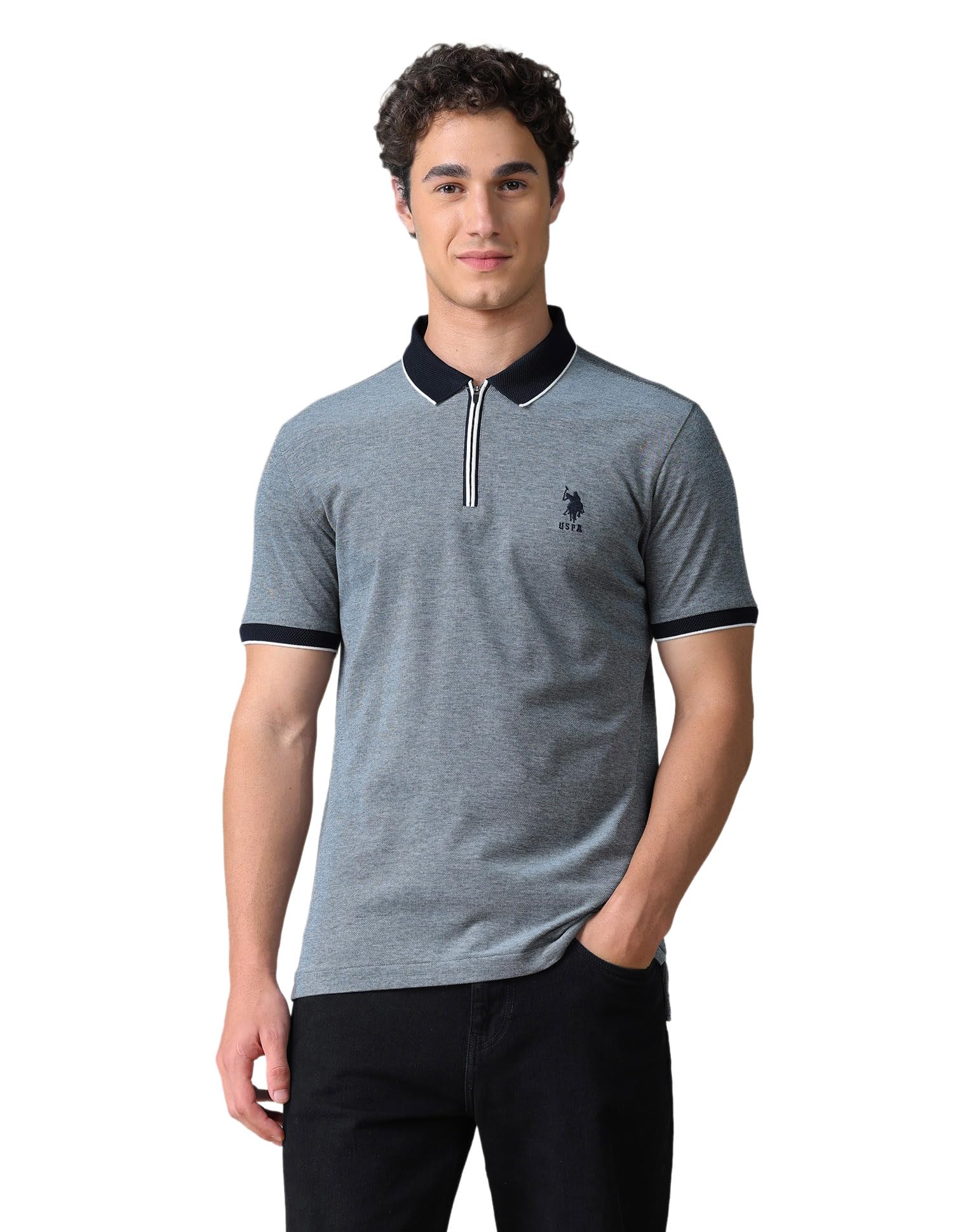 u.s. polo assn. U.s.Polo Association Men's Regular fit Heathered Polo Shirt-picture-15