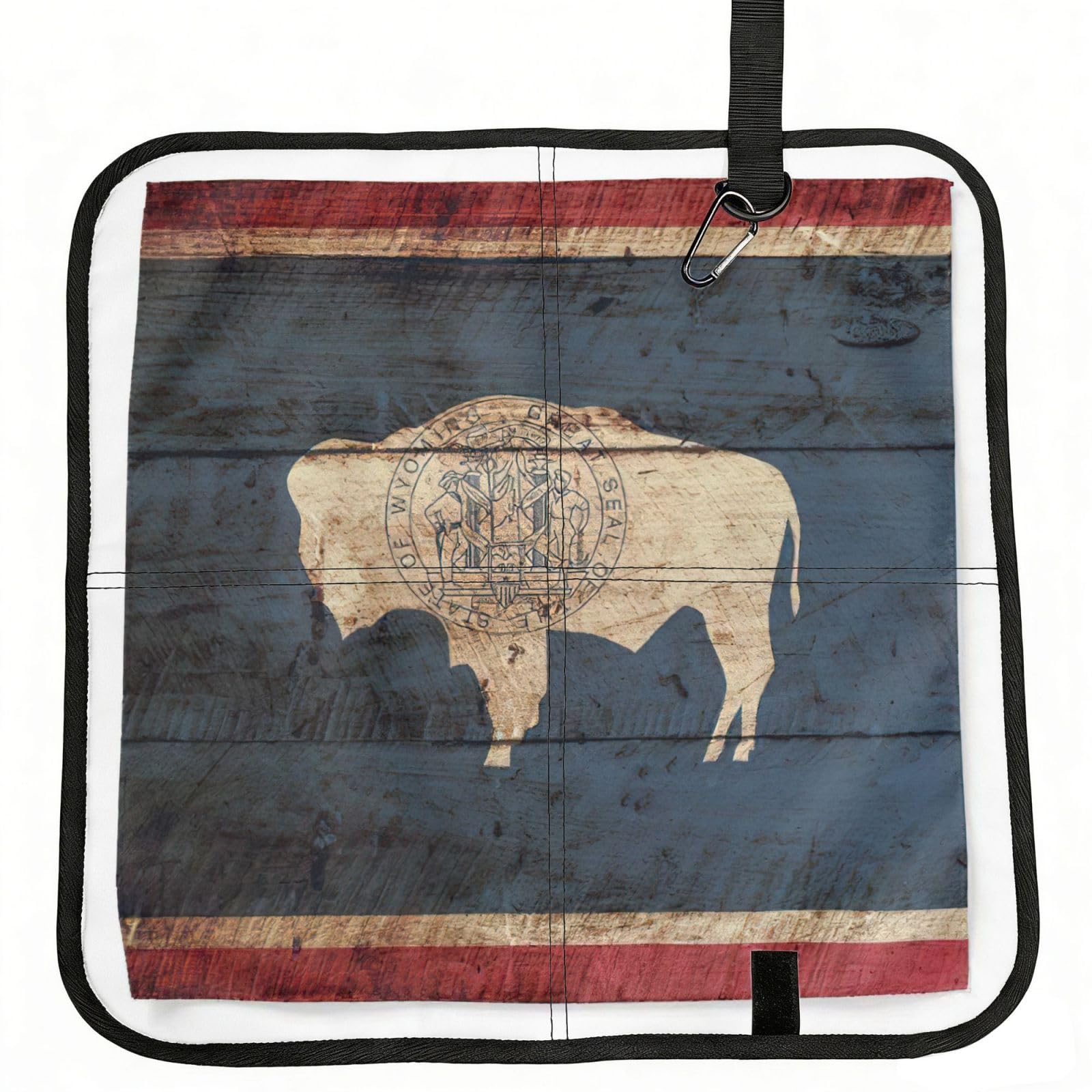 bghdfa Wyoming State Flag Map Print Outdoor Sitting Mat Waterproof Oxford Cloth Seat Cushion Folding Foam Camping Seat For Picnic