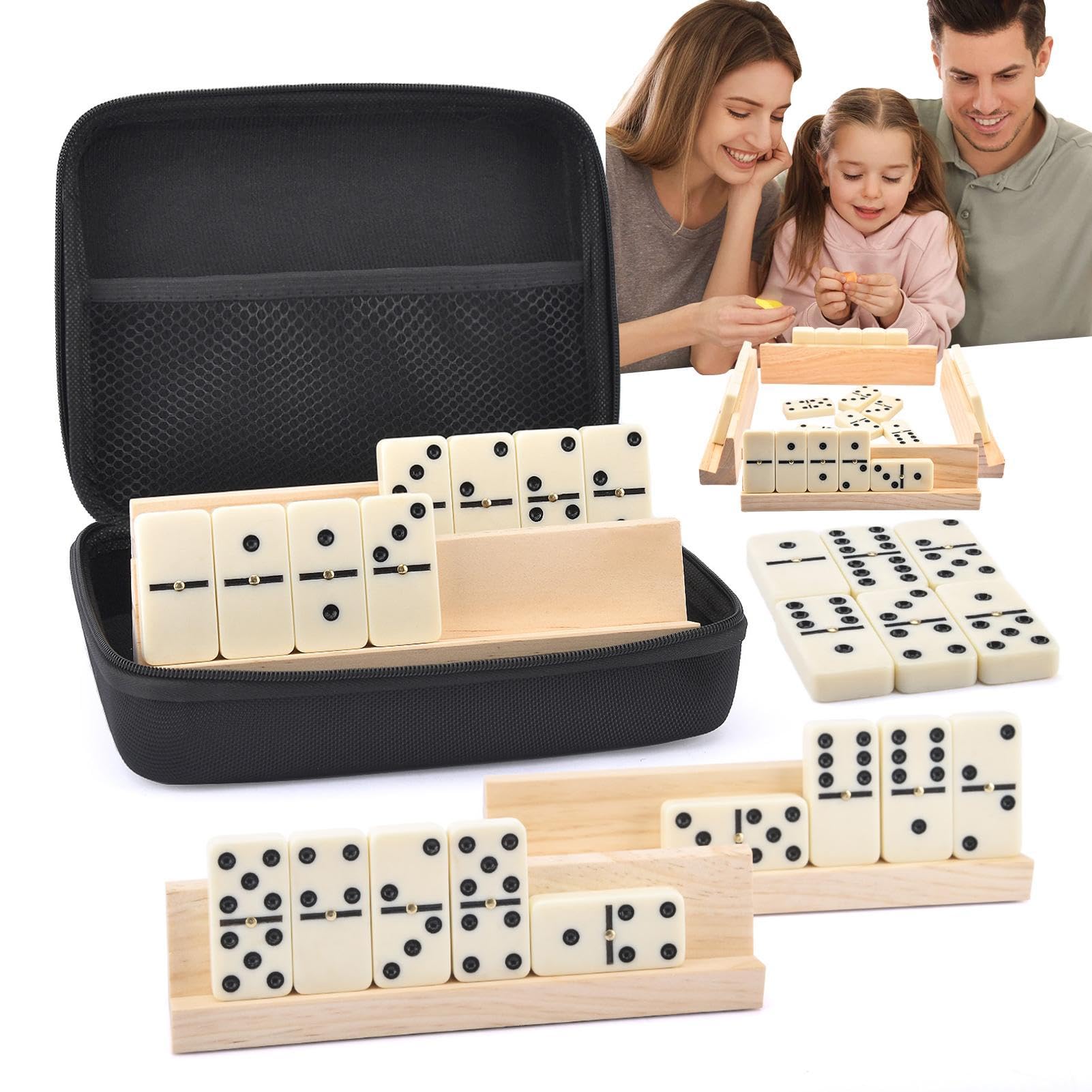 Domino dla dorosłych, Domino w pudełku - Classic Domino 28 Pieces Hard Case Eva - Domino Family Friends Meeting Game for Domino Short Travel