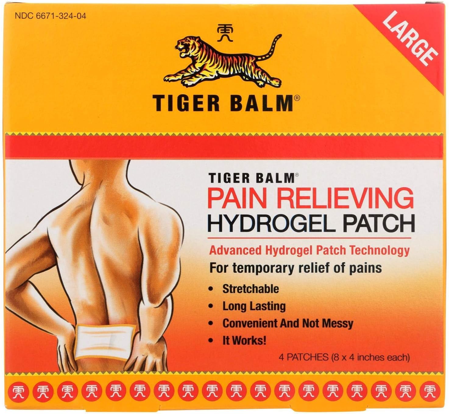 Tiger Balm Pain Relieving Patch Large, 4 Count Pack of 6