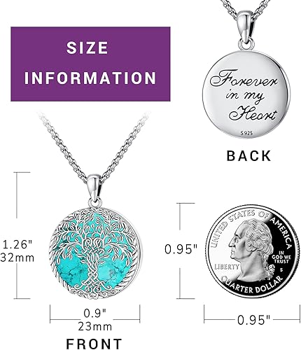 Miniatura 3 de Eusense Joyas de turquesa para mujer, collar de piedra lunar, collar de turquesa, plata de ley 925, joyería occidental para mujer, pulseras de