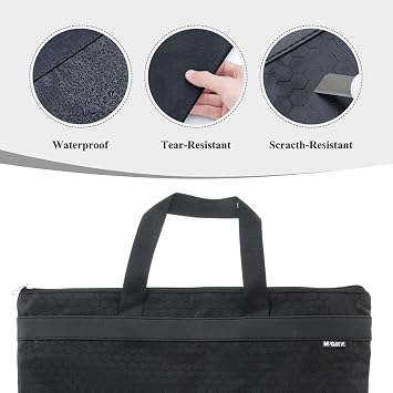 M&G 12x15 in Large Zipper Pouch with Handle, A4 Foldable Lightweight Waterproof Oxford Document Storage Bag, File Organizer for Office Travel Books Papers Filing Folder 1 Pack (Black)