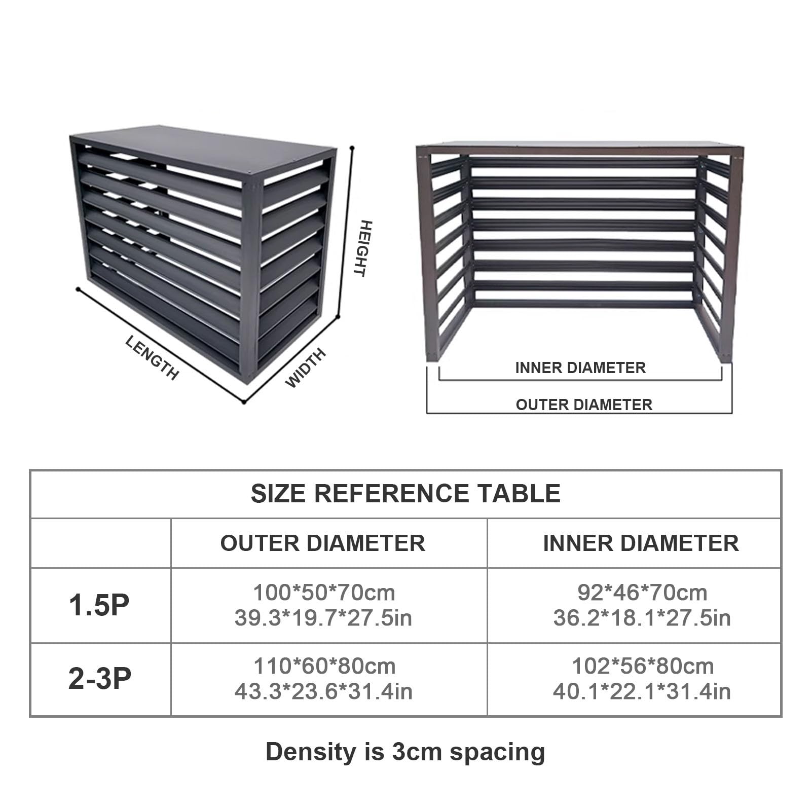 Aluminiowa osłona klimatyzatora z osłoną pompy ciepła, zewnętrzny ekran ochronny AC (biały, 110 x 60 x 80 cm) - odporny na warunki atmosferyczne stylowy design do użytku domowego
