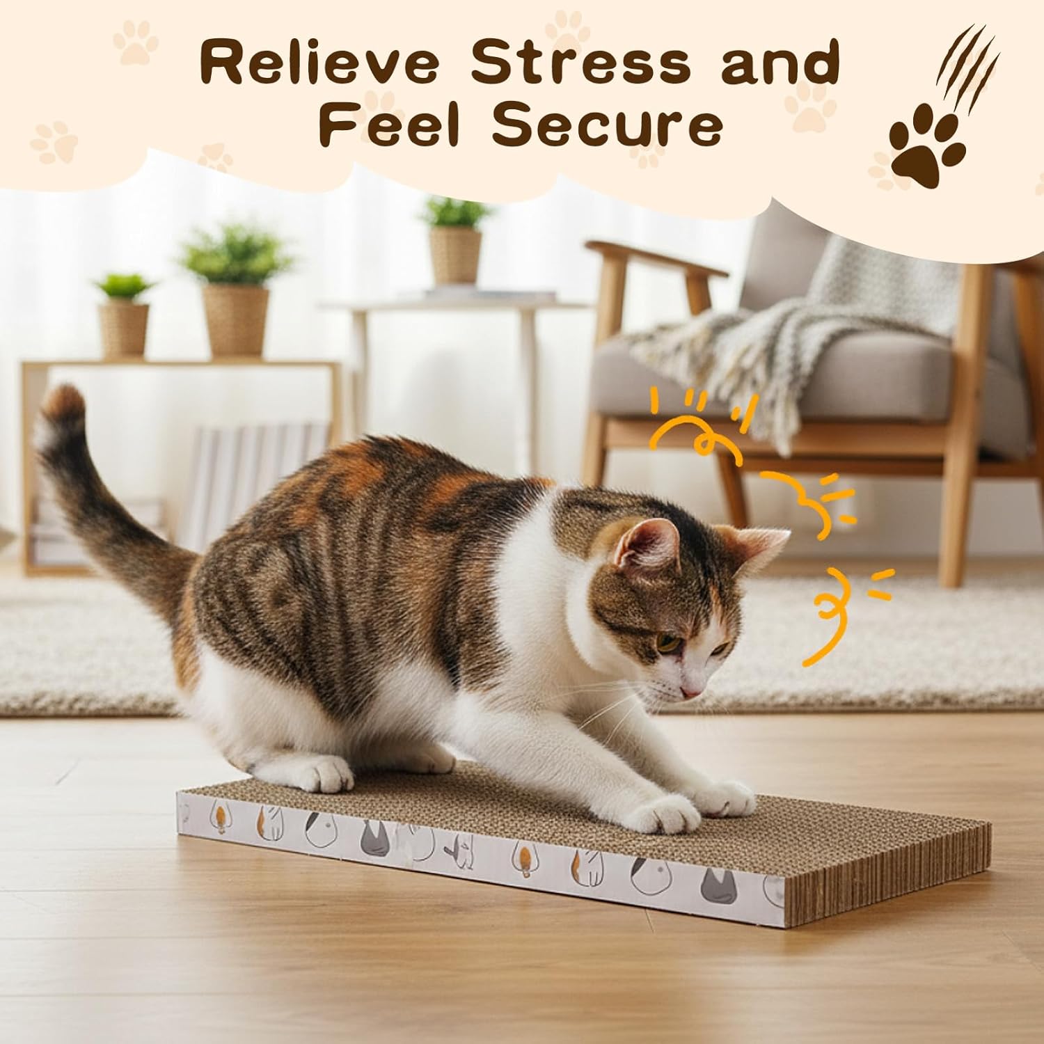 16pcs Small Cat Scratching Cardboard Bulk 13.4x6x0.8 Inch Durable Cat Scratch Pad Reversible Cardboard Safe for Indoor Kitten Shelter Stray Kitten Sleep Biting Play and Grind Claws(Straight)