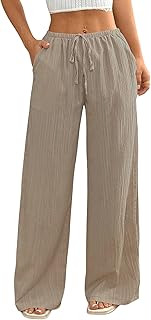 MakeMeChic Women's Casual Wide Leg Pants Summer Beach Palazzo Pants
