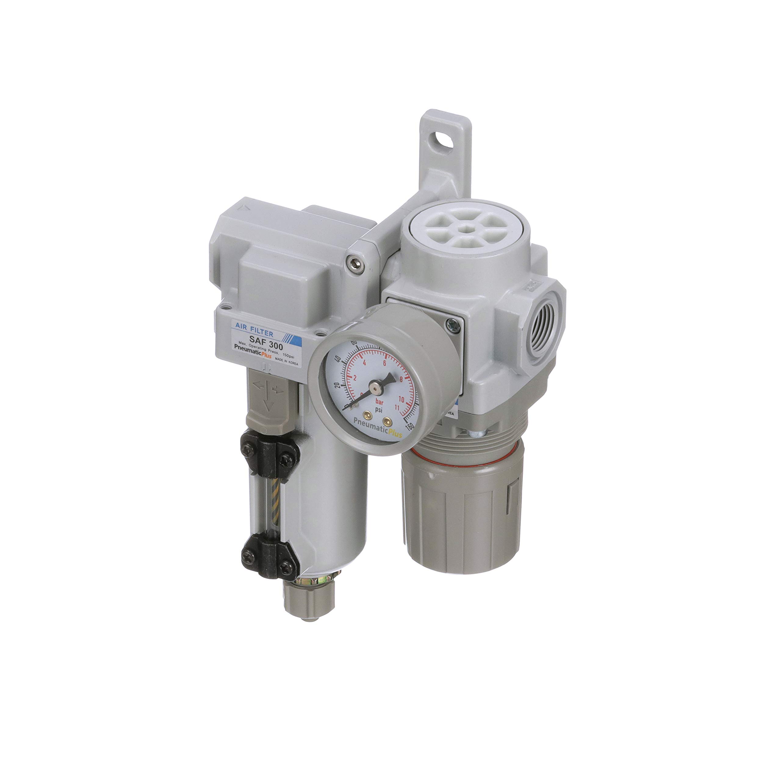 Pneumaticplus sau320-n03g-mep regolatore filtro aria compressa Combo 3/20,3 cm NPT – Ciotola di metallo, manuale di scarico, staffa, manometro