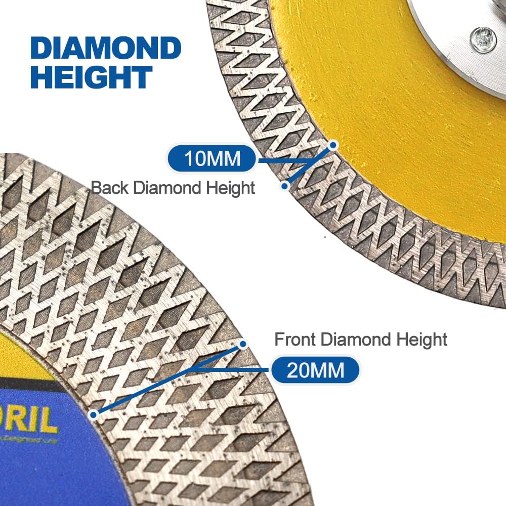 HIGHDRIL Diamond Tile Saw Blade - 5pcs 5 inch/125mm Diamond Cutting Disc for Cutting Grinding Ceramic Porcelain Tile Marble Granite Quartz Dekton Artificial Stone