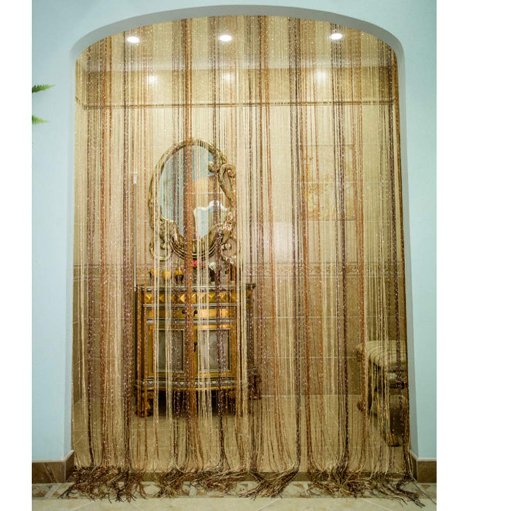 Duosuny - Cortina de Cadena para Puerta con Flecos de Hilo de Plata para Separar Habitaciones, Bonitas Tiras de borlas para Bodas, cafeterías, restaurantes, Partes
