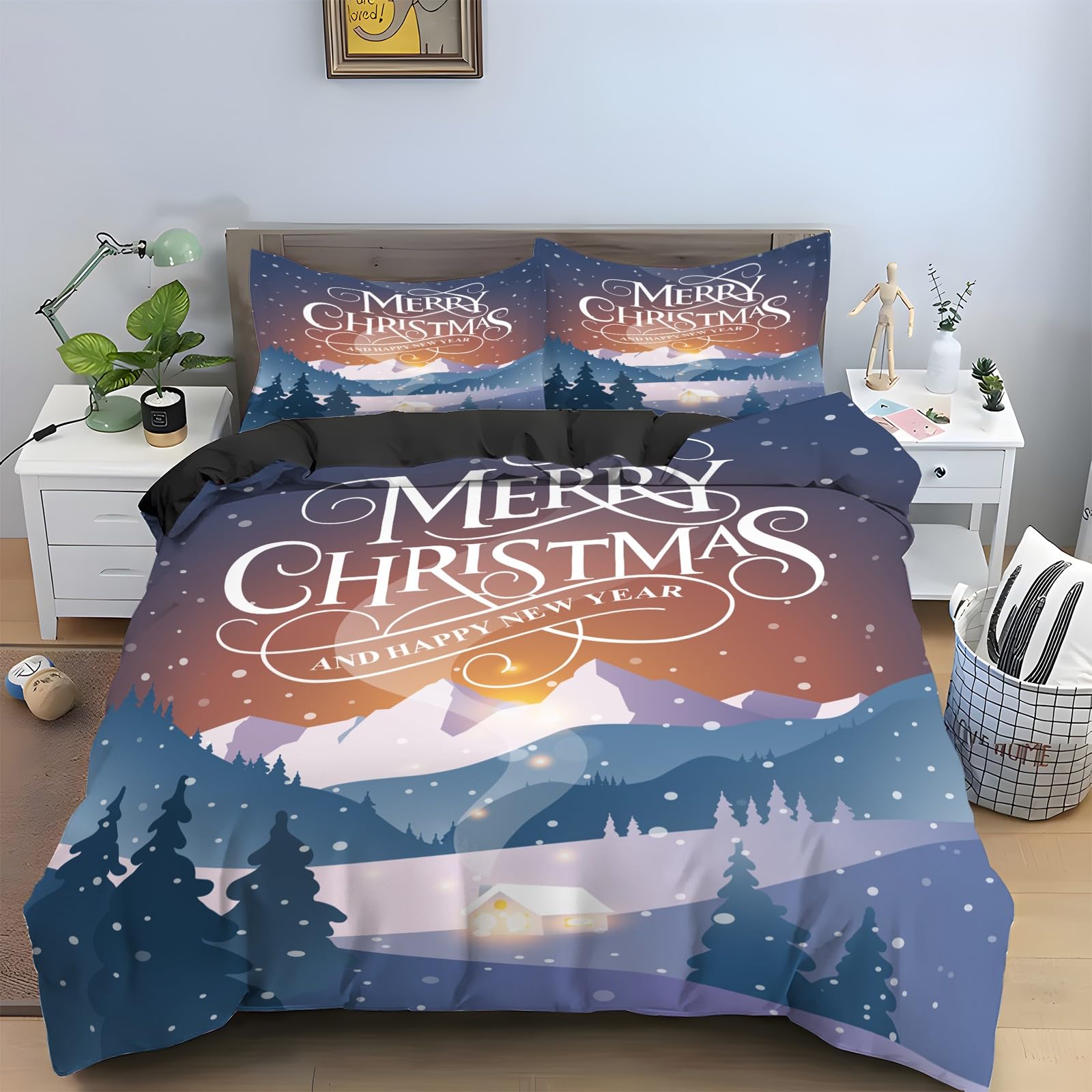 Housse de couette Noël 90x190 pour réchauffer la chambre d'enfant en hiver
