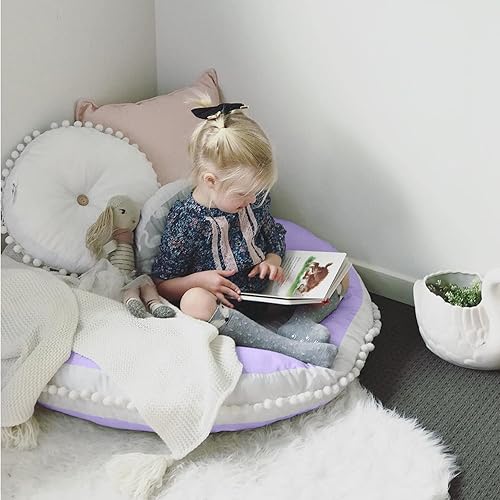 Miniatura 4 de Almohada grande para el suelo para niños, cojín redondo para el suelo, almohada circular grande de 35 pulgadas, almohadas redondas de suelo para