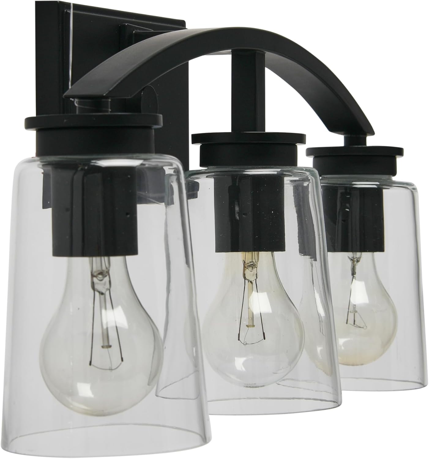 Laguna - Metal and Glass 3-Light Vanity Light, Matte Black