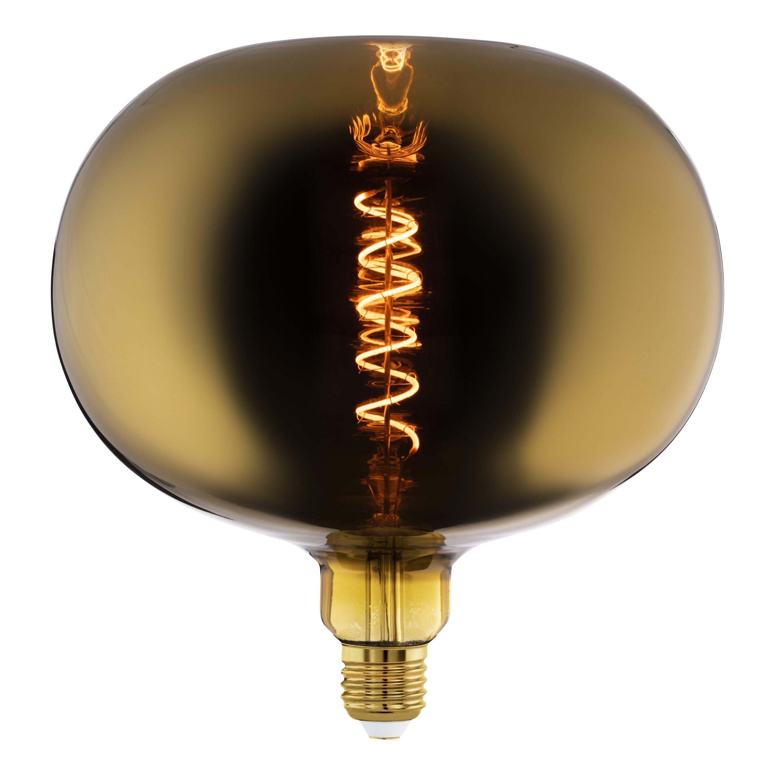 Eglo Dimmable E27 LED Big Size, apple shape, vintage spiral filament light bulb, extra-large Edison lamp for retro lighting, 4 watt, 50 lumen, warm white glow, gold vaporized, 2200k, Ø 9"