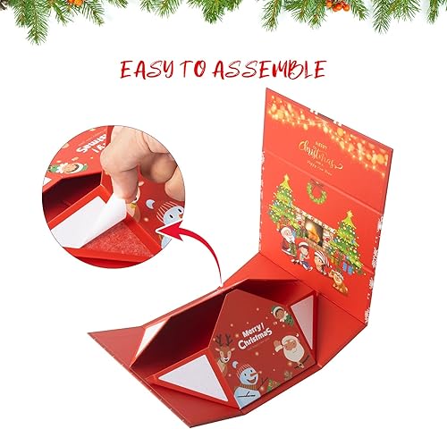 Miniatura 5 de NOVELTYBOXUSA Cajas de regalo de Navidad de 7.9 x 5 x 5 pulgadas, caja de regalo de Navidad en forma de casa con tapa de cierre magnético, cajas de
