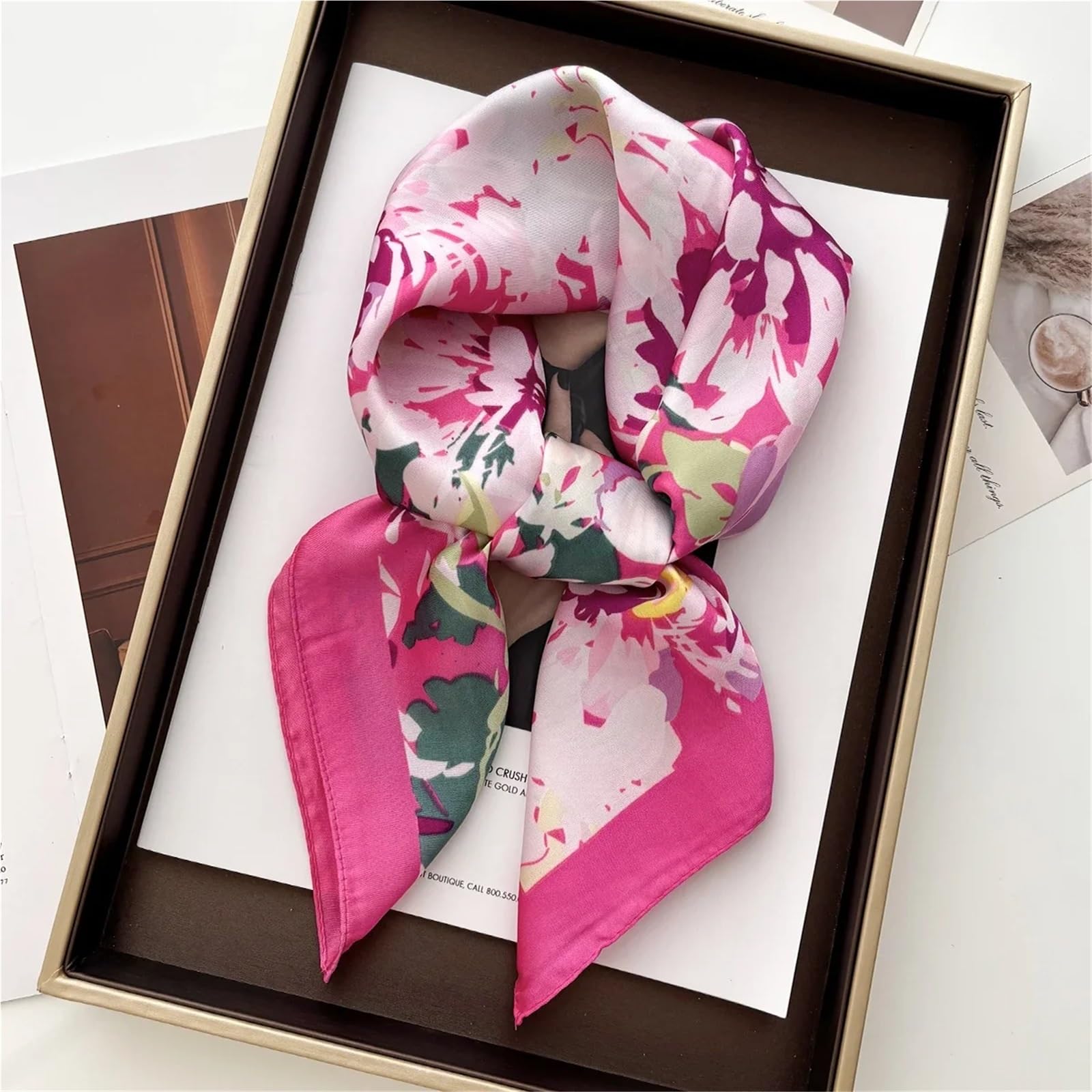Bufanda de Seda for Mujer, Bufandas Estampadas, pañuelo Cuadrado de satén Suave, chales for Mujer, Hijab 70X70CM