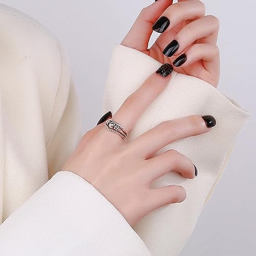 Vista 10 de Anillo de plata de ley 925 antiansiedad para mujeres y hombres, anillo de alivio de la ansiedad con cuentas, anillos giratorios para ansiedad