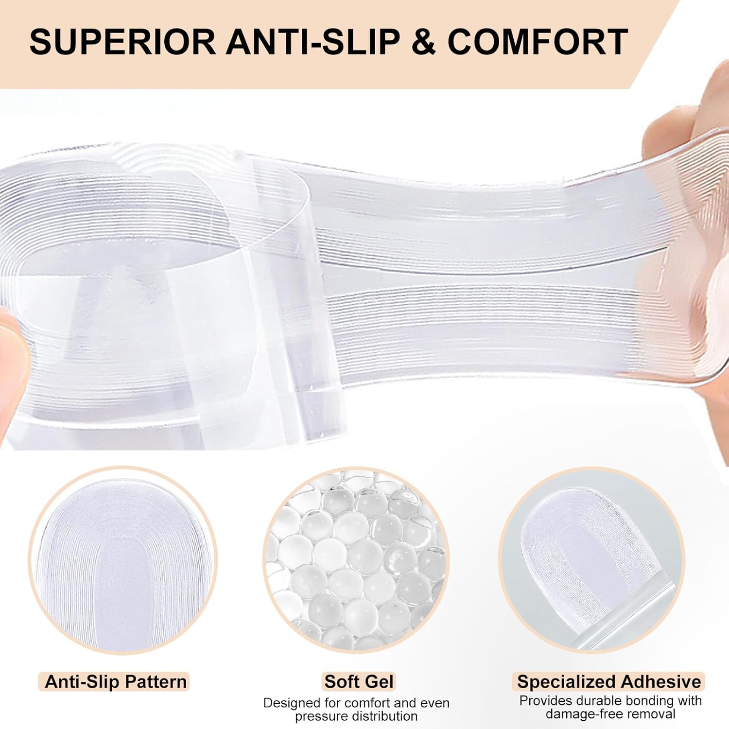 Heel Inserts for Women - Weight Shifting Insoles for High Heels, Gel Inserts Comfort Pads for Foot Pain Relief (Small - US 6-7.5 Women Shoes) - Image 3