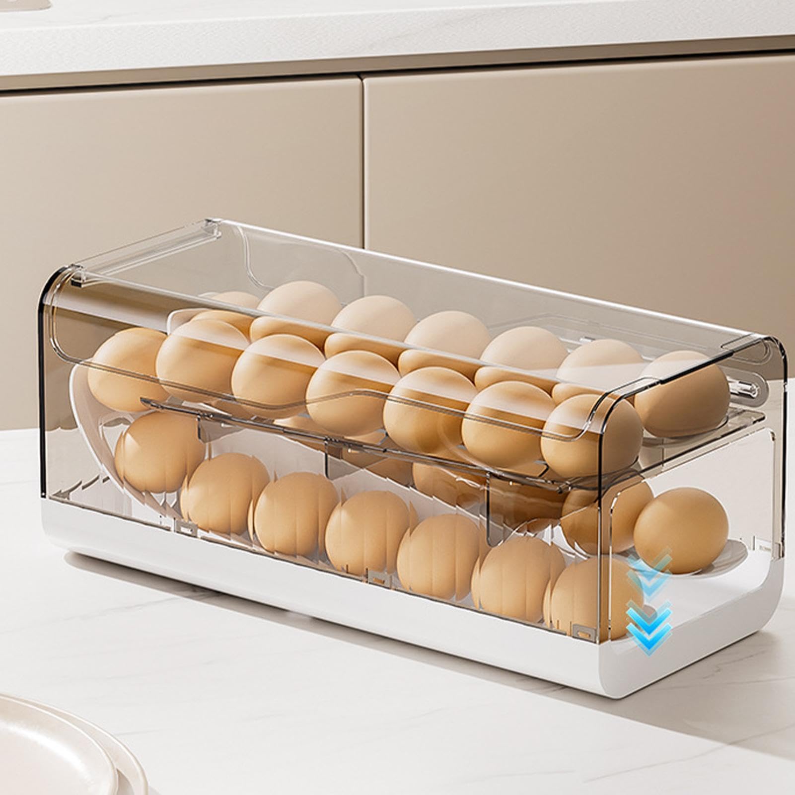 Organizador de huevos para con temporizador, apilable, ahorra espacio | Organizador de Huevos Caja de Almacenamiento para el Hogar Encimera Despensa Preparación de Alimentos Desayuno Hornear