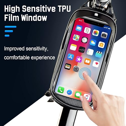 Miniatura 6 de Bolsa de soporte para teléfono con marco frontal para bicicleta, resistente al agua, para ciclismo, teléfono, GPS, compatible con teléfonos
