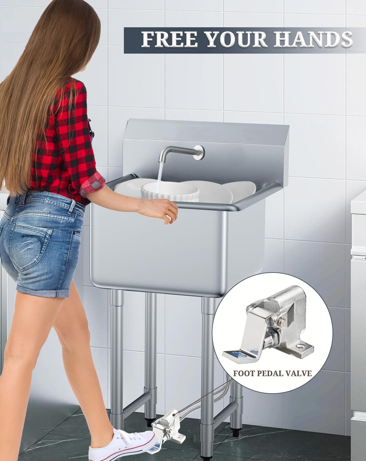 Válvula de grifo accionada por pie, pedal de fregadero manos libres, control de válvula de pedal único, pedal sin contacto, pedal de fregadero para cocinas comerciales, hospitales, escuelas,