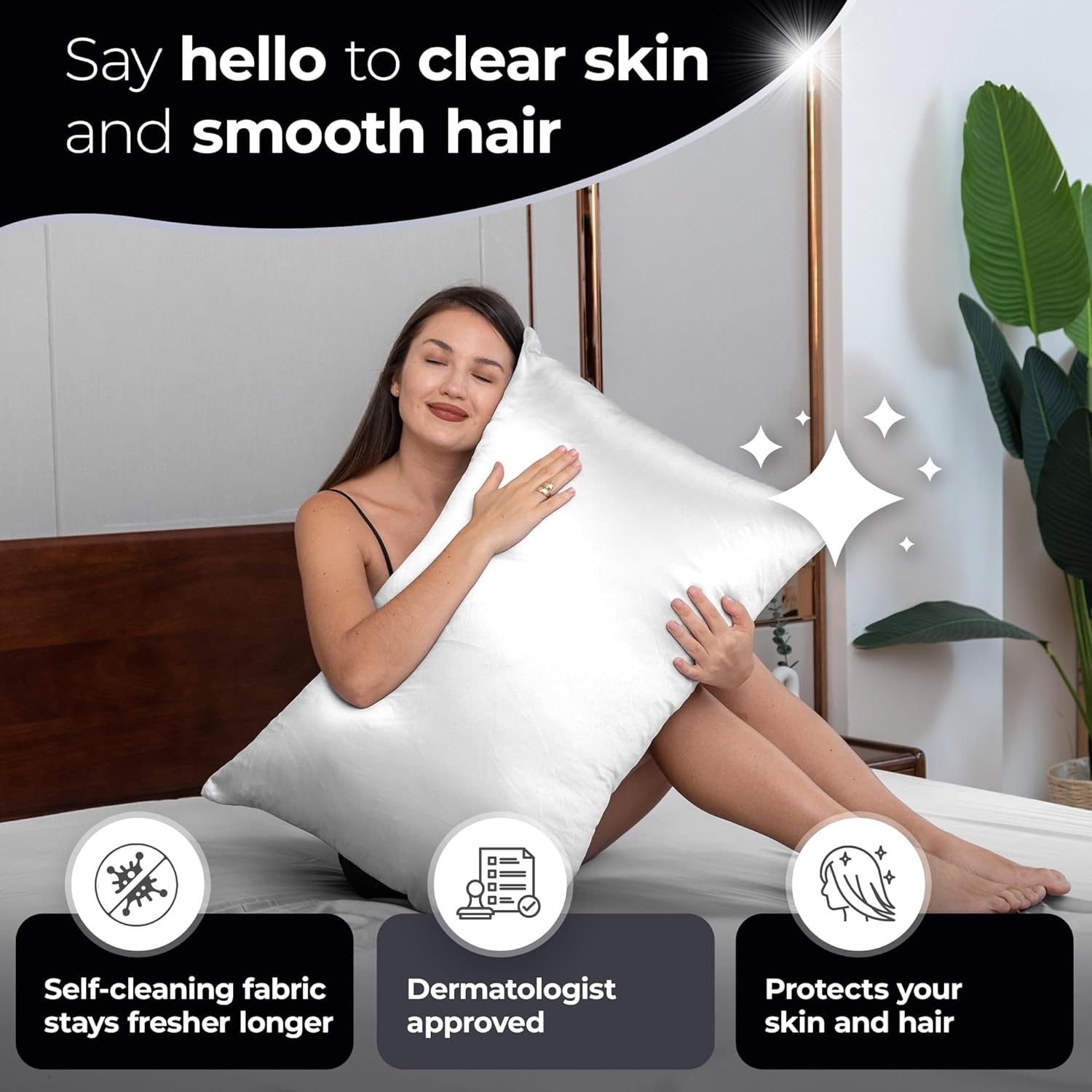 Silvery Silver Infused Bed Sheets Set - Award-Winning Self-Cooling Fabric with Self-Cleaning Silvery Technology™ That Stays Fresh 3X Longer for Hygienic Sleep (White, Queen) - Image 4