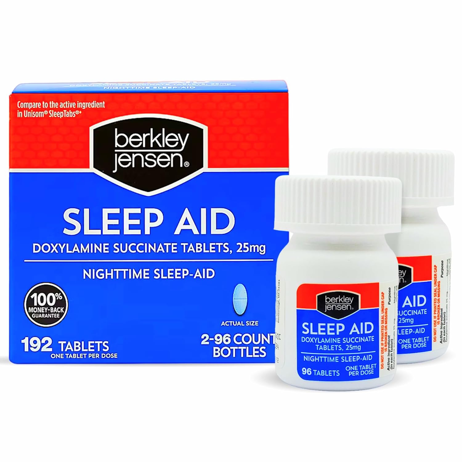 Berkley Jensen Ajuda para Dormir (192 Comprimidos) - Doxilamina Succinato 25 mg, Comprimidos Noturnos Não Dependentes e Fáceis de Engolir