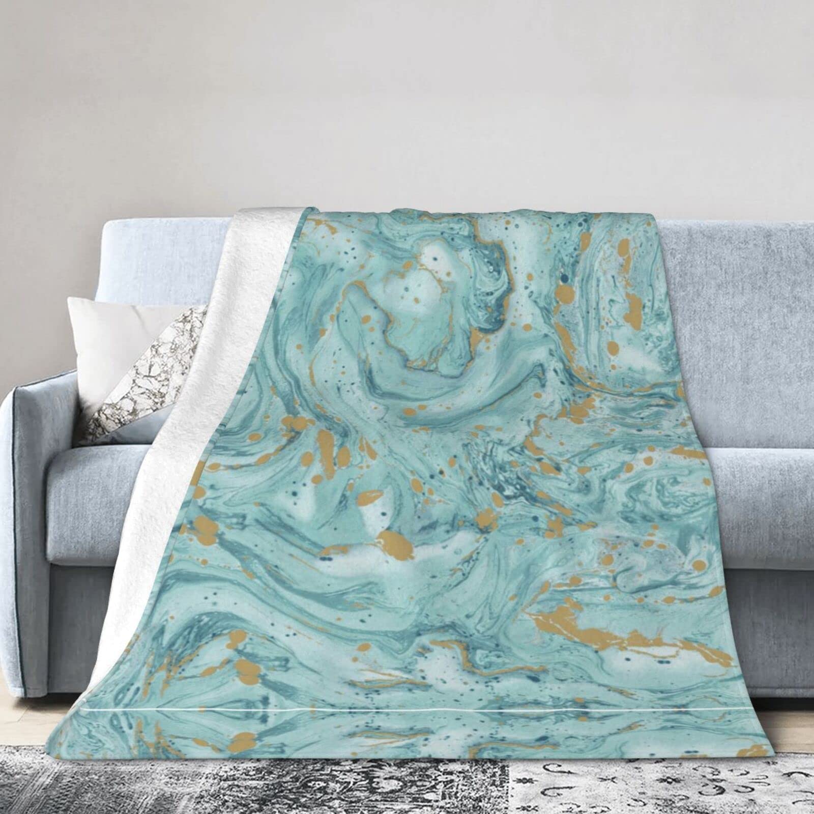 Couverture flanelle super douce toutes saisons grand lit Azurite