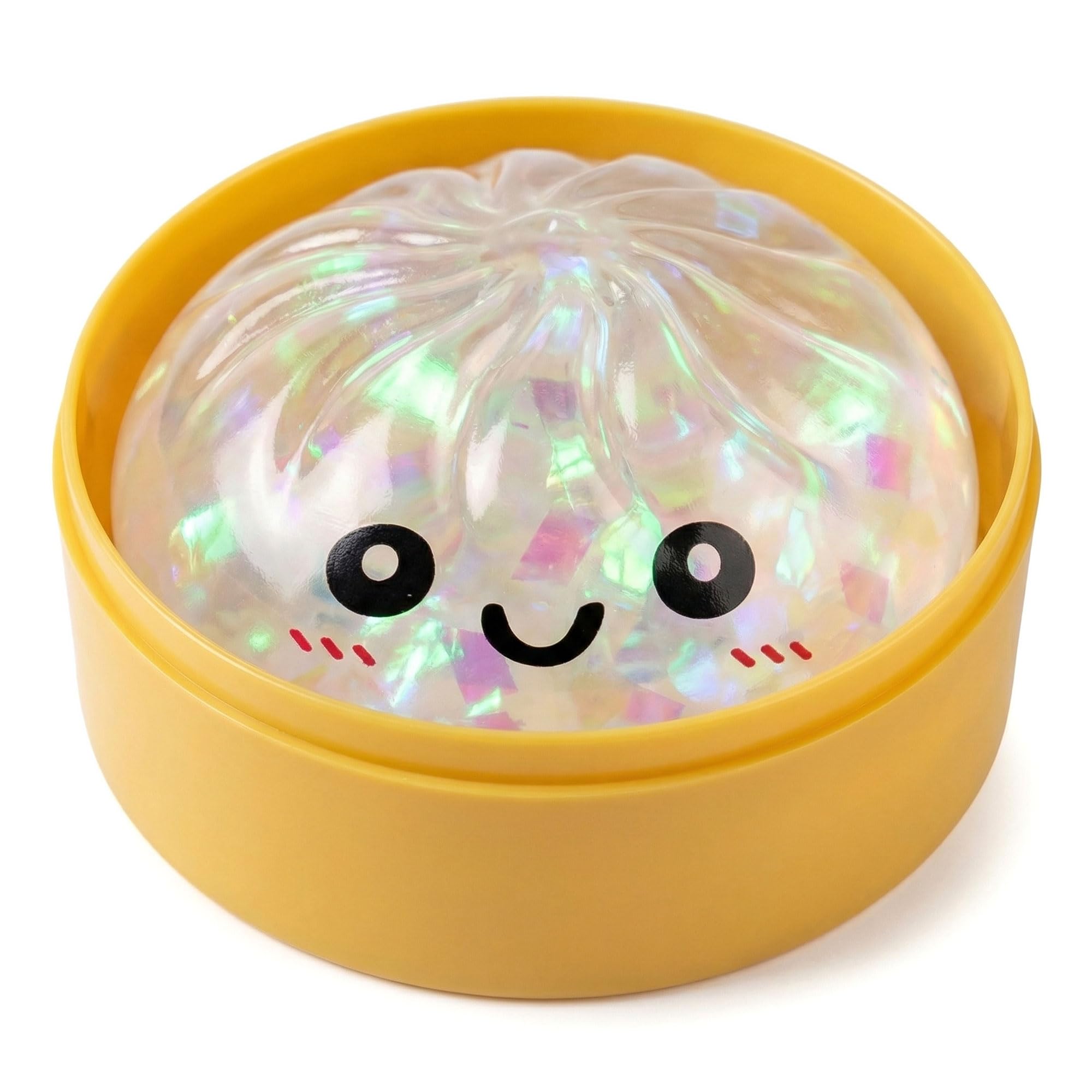 Dumpling Squishies Toy, Glitte Squishy Dumpling, Dumplings Stress Balls Fidget Sensory Toy, Stuffers with Food Steamer Desk Toys for Boys Girls Adults (White)