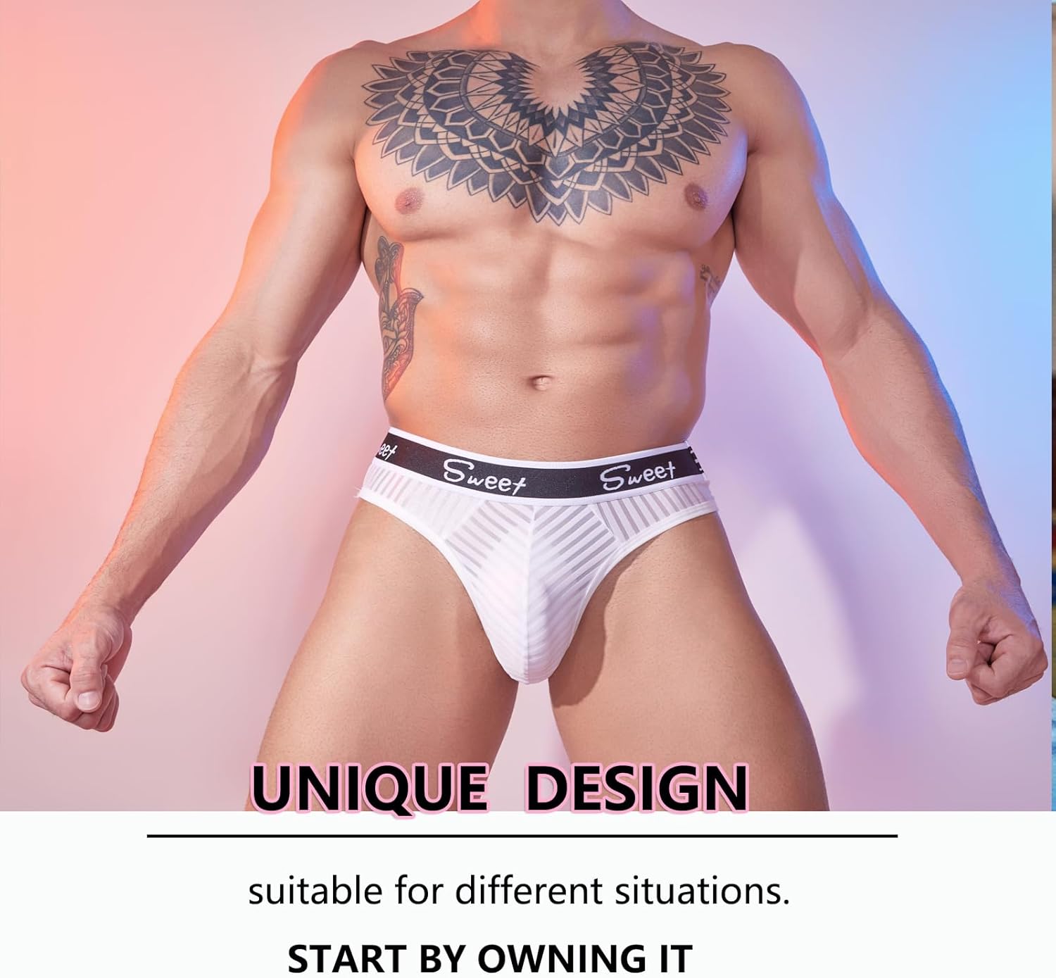 Men's Thong Sexy Jockstrap T-Back Underwear Thongs G-String Semi-Transparent Underpants Breathable Mesh Underwears Jock Strap Athletic Supporters White - Image 6