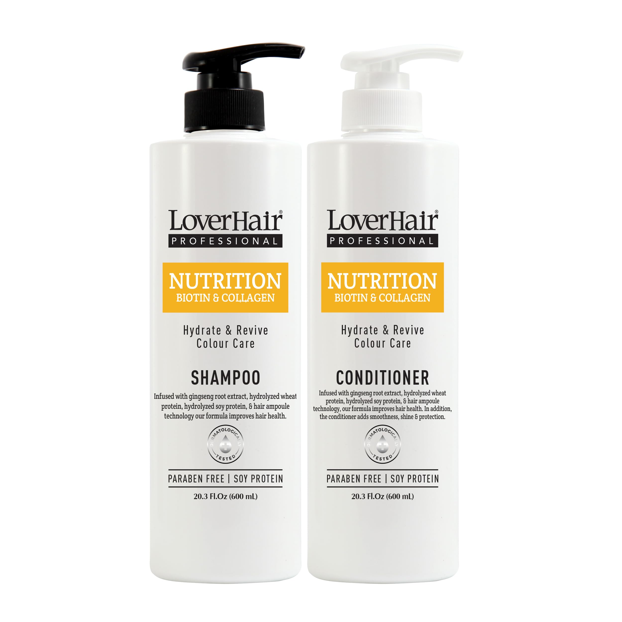 Combo LoverHair Professional Nutrition Biotin & Collagen Hydrate & Revive Colour Care Shampoo & Conditioner 2 x 20.3 fl oz (2 x 600ml)