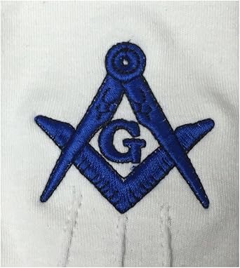 Masonic Regalia 100% Cotton White Masonic Gloves with Square Compass and G BT039