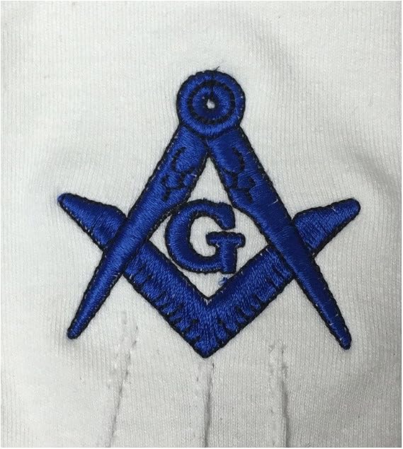 Masonic Regalia 100% Cotton White Masonic Gloves with Square Compass and G BT039