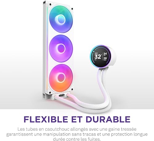 NZXT Kraken Elite 360 RGB - AIO CPU Liquid Cooler - 360mm Radiator - F360 RGB Core Fan - Customizable 2.72" IPS LCD Turbine Pump - Intel® LGA 1700, 1200/115X, 1851 - AMD® AM5, AM4 - White - 8