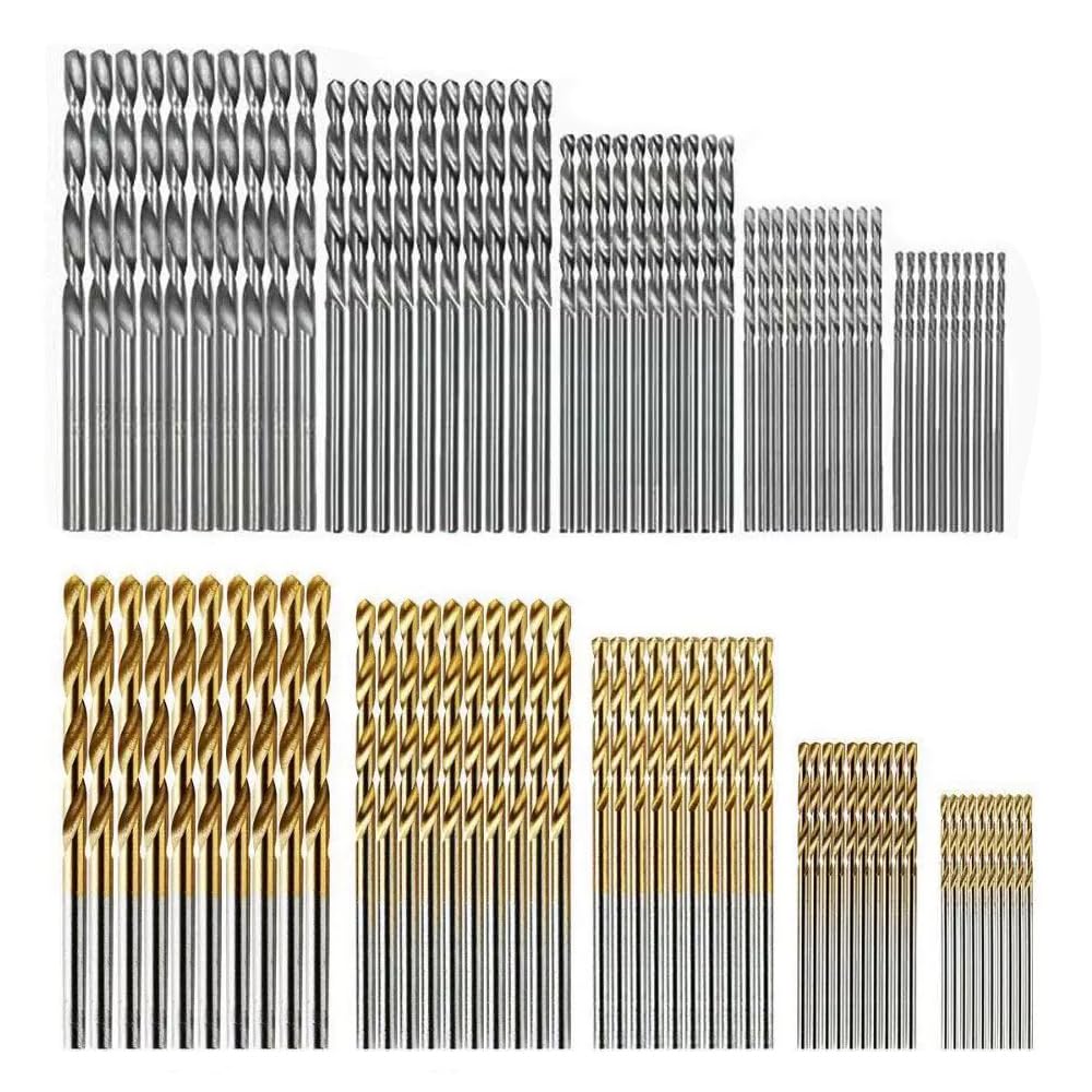 HaoTrade 100Pcs Mini Twist Drill Bits Set, HSS Titanium Coated 1mm 1.5mm 2mm 2.5mm 3mm Small Drill Bits for Wood, Plastic, Soft Metal, DIY, Craft