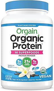 Orgain Organic Protein + Superfoods Powder, Vanilla Bean - 21g of Protein, Vegan, Plant Based, 5g of Fiber, No Dairy, Glut...