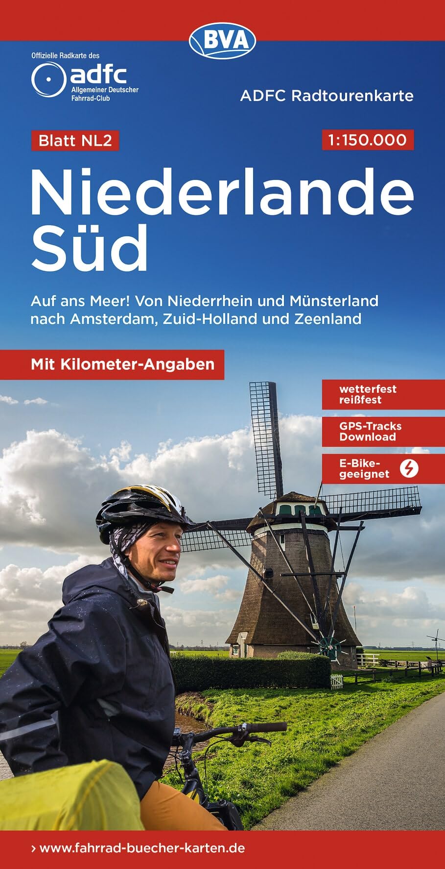 BVA ADFC Radtourenkarte Niederlande Süd, mit Knotenpunkten 1:150.000: reiß- und wetterfest, E-Bike geeignet, GPS-Tracks Download, mit Bett+Bike ... nach Amsterdam, Zuid-Holland und Zeeland