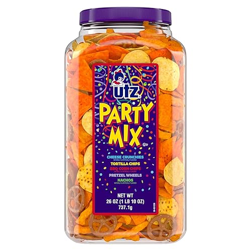 Utz - Mix para fiestas en barril de 737,1 g (26 onzas). La sabrosa mezcla de picadillos incluye tortillas de maíz, tortillas de nachos, pretzels,