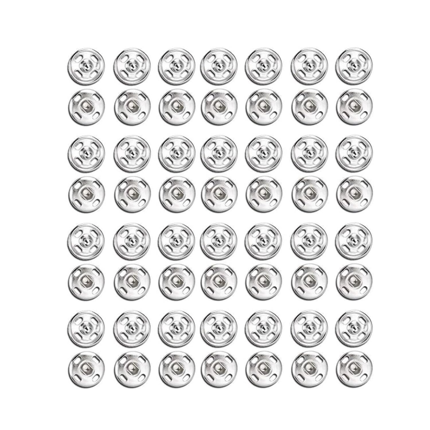 S & S PRODUCTS 24Pcs Sew-on Snap Buttons Stainless Steel Rustproof Metal Press Snap Fasteners Buttons For Sewing Wallet Bag Leather And Clothing (Silver, 9mm)