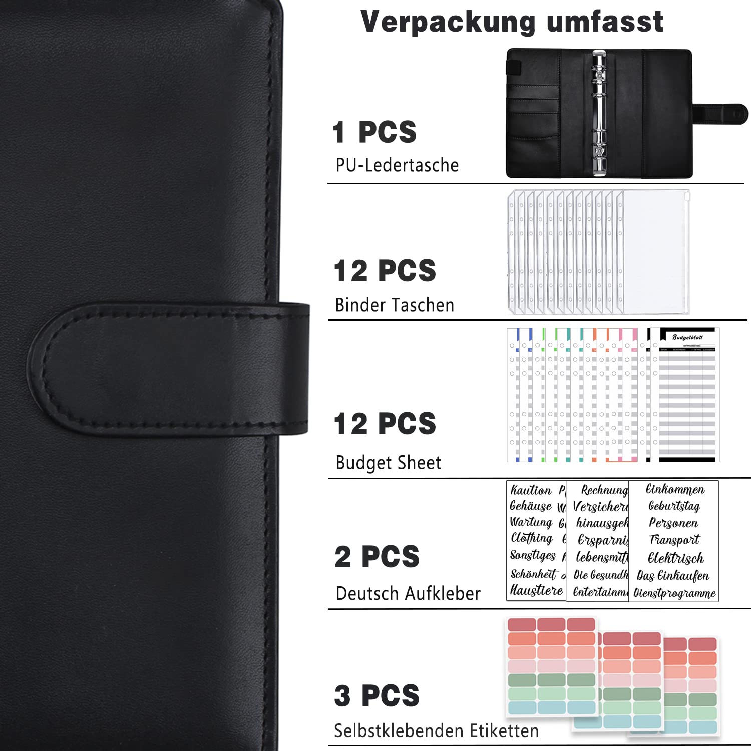 KIHONI A6 Budget Planner Deutsch Geld Organizer fĂŒr Tagebuch und Geschenk - Image 2