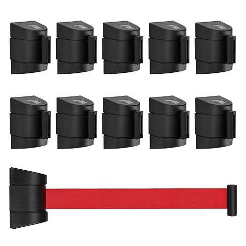 Miniatura 8 de DuraSteel Barrera retráctil para cinturón de montaje en pared, cinturón de seguridad rojo de 6.5 pies en carcasa negra resistente, Guardian 2.0 para