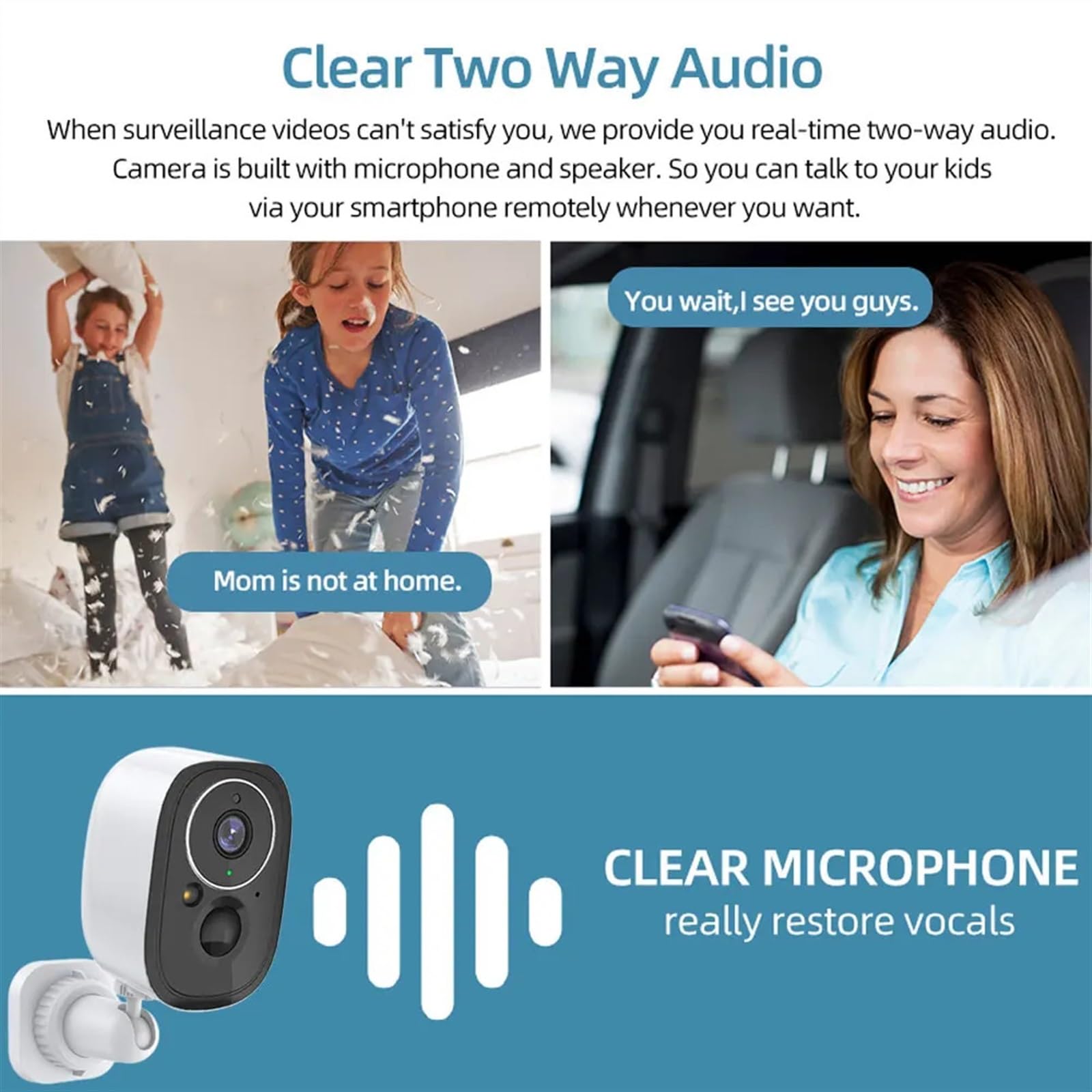Caméra de sécurité, 5MP 365 Jours Support vidéo Max 128G Carte SD Stockage en Nuage Couleur extérieure Vision Nocturne sécurité IP Batterie caméra(Cam Add 32G Card)
