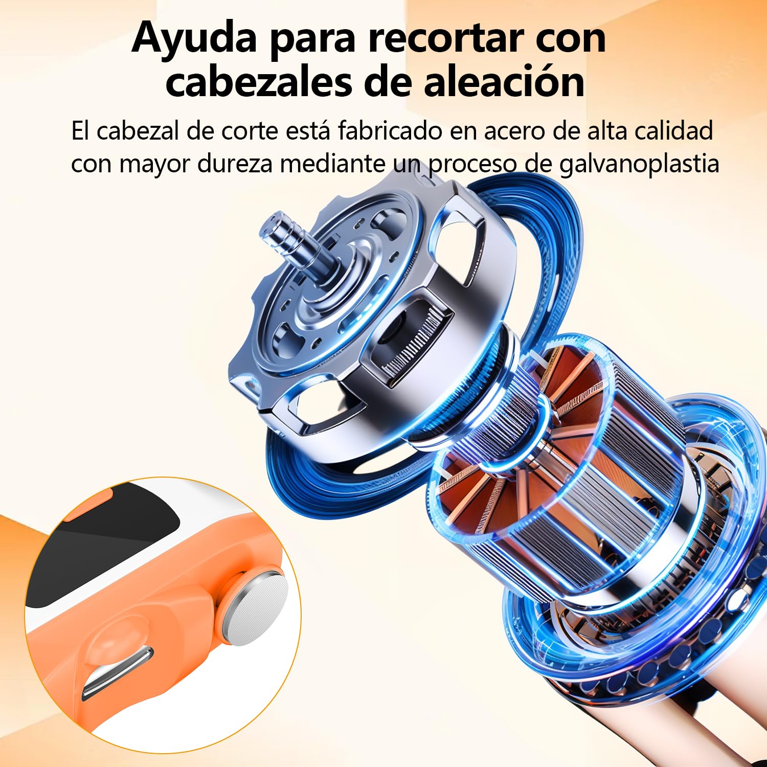 Cortauñas Electrico, 2026 nuevo 3 en 1 Cortaúñas Automático y Pulidor, 3 velocidades Cortauñas Eléctrica Ajustable Automático con Luz LED y Recargable por USB, para bebés, adultos y ancianos - Naranja