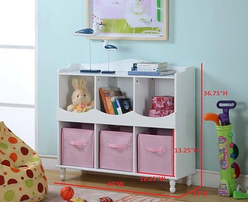 Miniatura 2 de King's Brand - Armario de almacenamiento con 6 compartimentos, color blanco